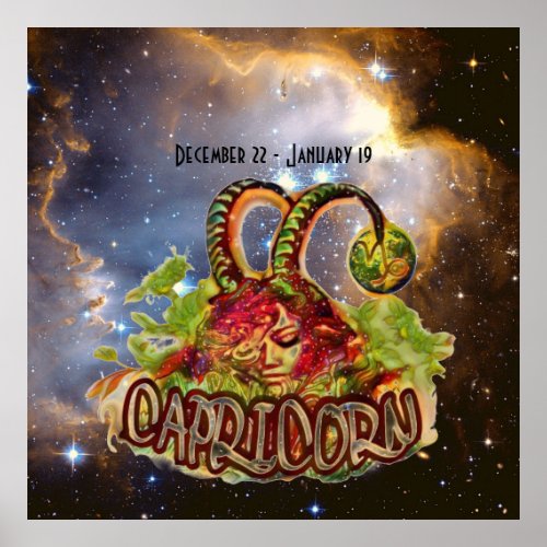 Capricorn Zodiac Sign Themed Poster