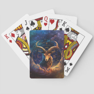 Capricorn Zodiac Sign Watercolor Design Poker Cards