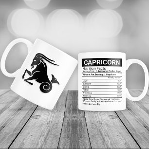 Capricorn Zodiac Sign with Nutrition Facts, Giant Coffee Mug