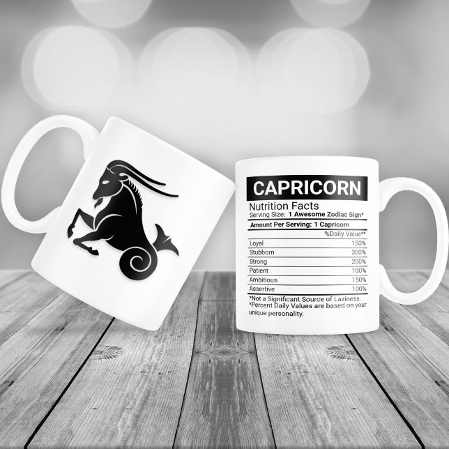 Capricorn Zodiac Sign with Nutrition Facts, Giant Coffee Mug (Creator Uploaded)