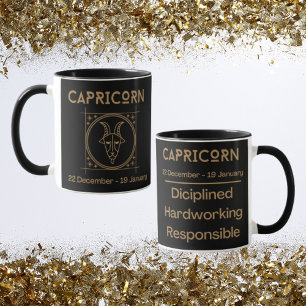 Capricorn Zodiac Sign with Symbol and Traits Mug