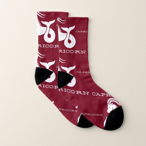 Capricorn Zodiac Signs Maroon All_Over_Print Socks
