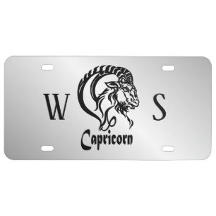 Capricorn Zodiac Silver Monogram License Plate