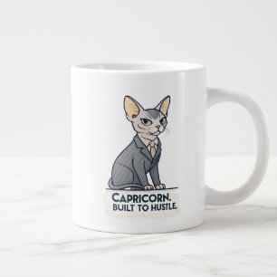 Capricorn Zodiac Sphynx Cat Built Hustle Art Giant Coffee Mug