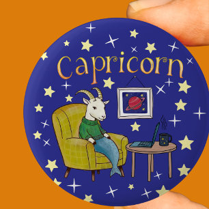 Capricorn Zodiac Star sign  Button