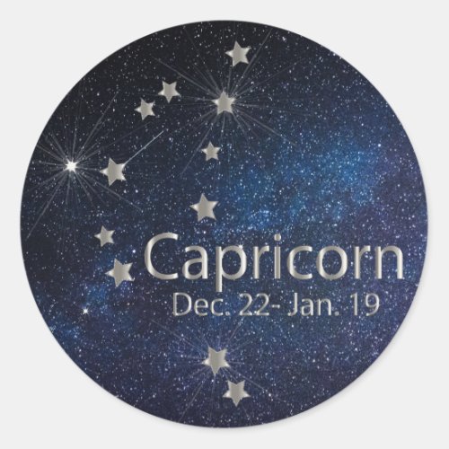 Capricorn _ Zodiac Star Sign Classic Round Sticker