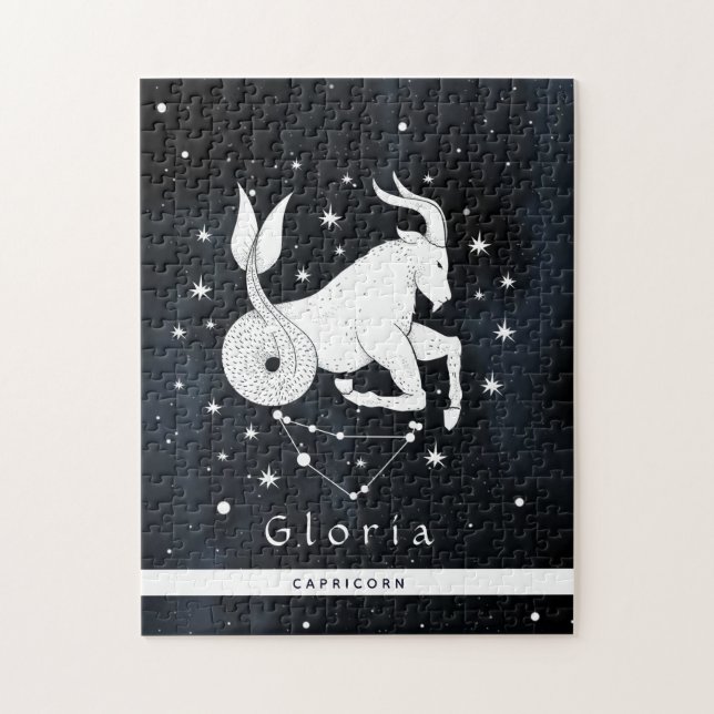 Capricorn Zodiac Star Sign Horoscope Symbol & Name Jigsaw Puzzle (Vertical)