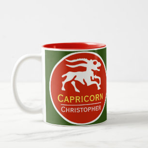 Capricorn Zodiac Star Sign with Owner's Name Two-Tone Coffee Mug