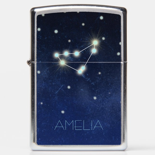 Capricorn | Zodiac Starry Sky | Name Zippo Lighter (Front)