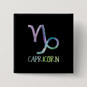 Capricorn Zodiac Symbol Astrology Sea Goat Gift Button