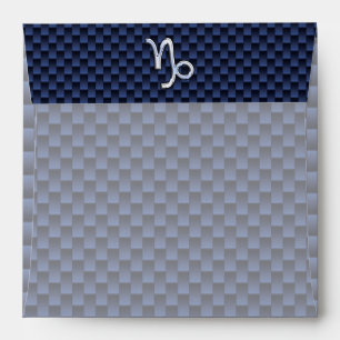 Capricorn Zodiac Symbol Blue Carbon Fiber Style Envelope