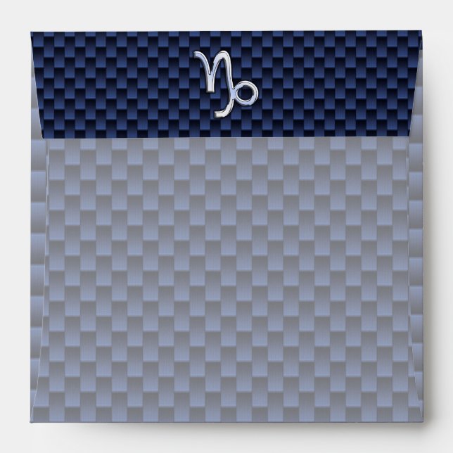 Capricorn Zodiac Symbol Blue Carbon Fiber Style Envelope (Back (Top Flap))