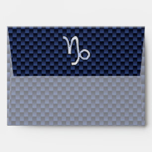 Capricorn Zodiac Symbol Blue Carbon Fiber Style Envelope