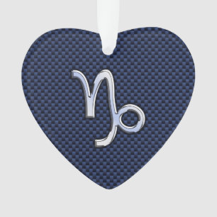 Capricorn Zodiac Symbol Blue Carbon Fiber Style Ornament