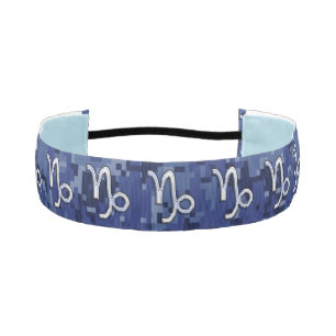 Capricorn Zodiac Symbol Blue Digital Camouflage Athletic Headband