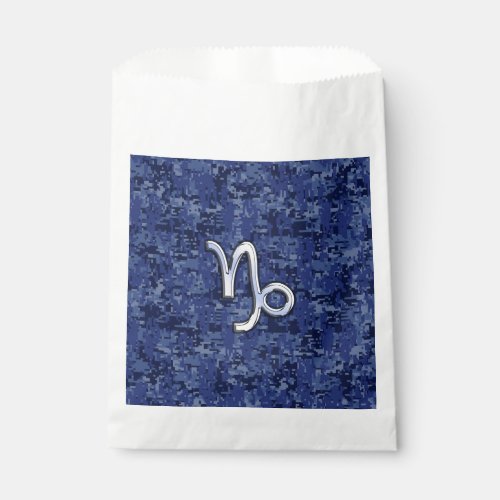 Capricorn Zodiac Symbol Blue Digital Camouflage Favor Bag