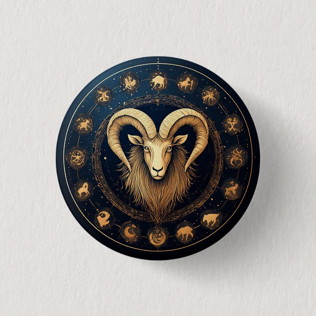 Capricorn Zodiac Symbol Button (Front)