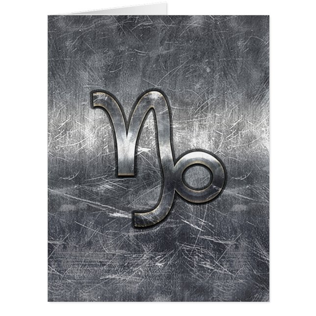 Capricorn Zodiac Symbol Distressed Steel Decor (Front)