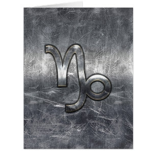 Capricorn Zodiac Symbol Distressed Steel Decor Cards