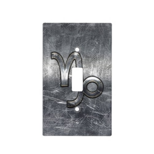 Capricorn Zodiac Symbol Distressed Steel Decor Light Switch Cover