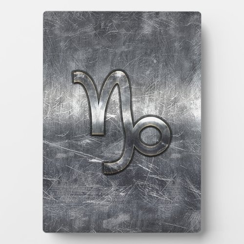 Capricorn Zodiac Symbol Distressed Steel Decor Plaque
