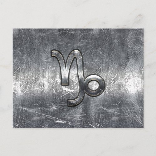 Capricorn Zodiac Symbol Distressed Steel Decor Postcard