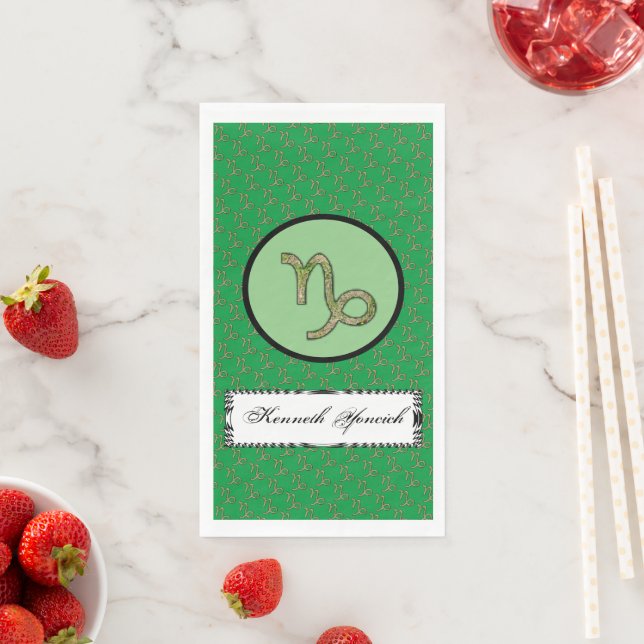 Capricorn Zodiac Symbol Element by Kenneth Yoncich Paper Guest Towels (Insitu)