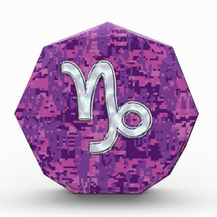 Capricorn Zodiac Symbol Fuchsia Digital Camouflage Award
