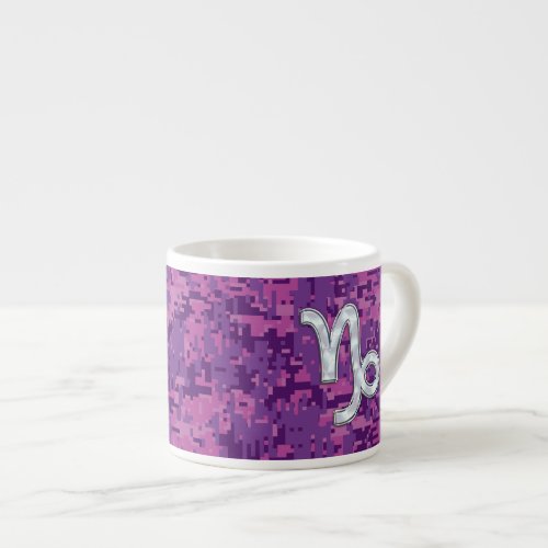 Capricorn Zodiac Symbol Fuchsia Digital Camouflage Espresso Cup