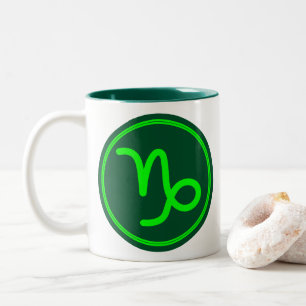 Capricorn Zodiac Symbol Green Contrast Two-Tone Coffee Mug