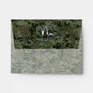 Capricorn Zodiac Symbol Green Digital Camouflage Envelope