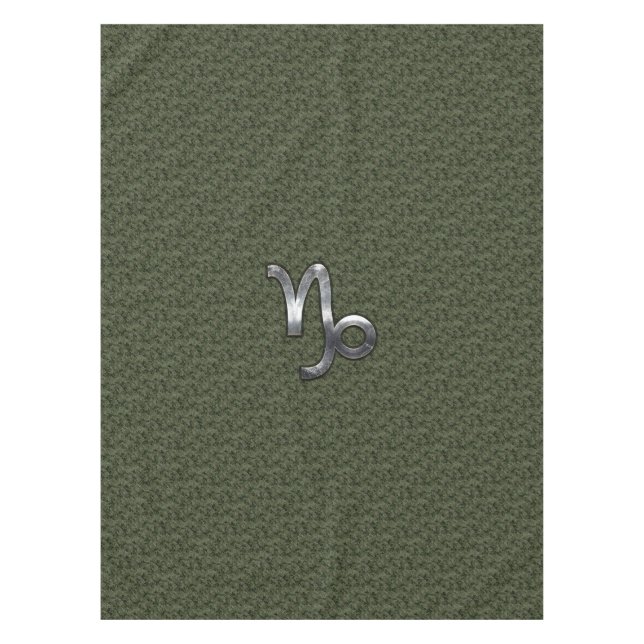 Capricorn Zodiac Symbol Green Digital Camouflage Tablecloth (Front)