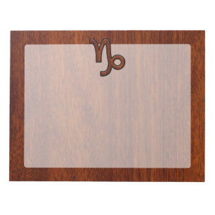 Capricorn Zodiac Symbol in Mahogany Brown Notepad