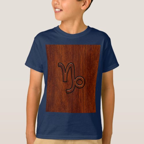 Capricorn Zodiac Symbol in Mahogany Brown T_Shirt
