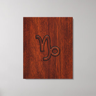 Capricorn Zodiac Symbol in Mahogany Style print