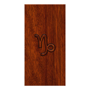 Capricorn Zodiac Symbol in Mahogany Style print Card
