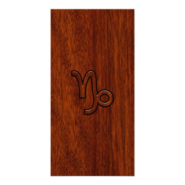 Capricorn Zodiac Symbol in Mahogany Style print Card (Front)