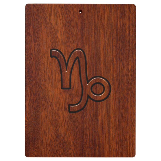 Capricorn Zodiac Symbol in Mahogany Style print Clipboard (Back)