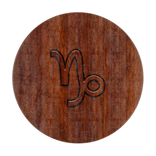 Capricorn Zodiac Symbol in Mahogany Wood Style Cutting Board (Front)