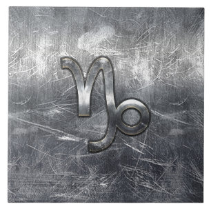 Capricorn Zodiac Symbol Industrial Style Ceramic Tile
