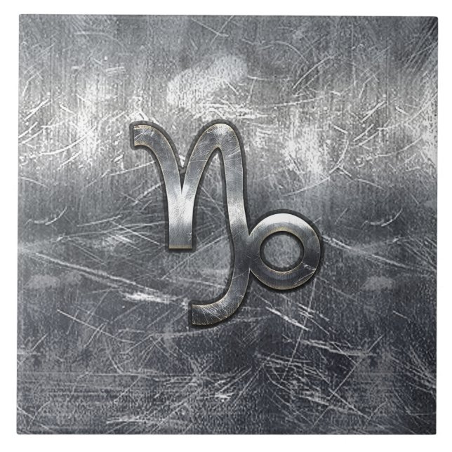 Capricorn Zodiac Symbol Industrial Style Ceramic Tile (Front)