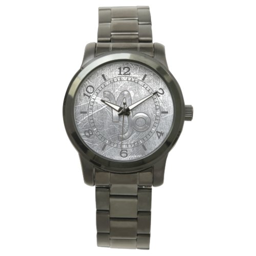 Capricorn Zodiac Symbol Industrial Style Dial Watch