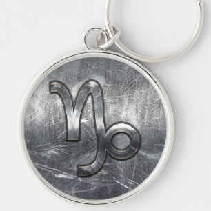 Capricorn Zodiac Symbol Industrial Style Keychain