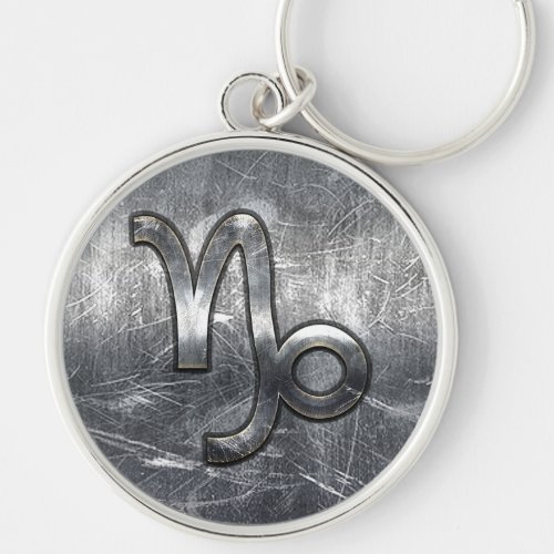 Capricorn Zodiac Symbol Industrial Style Keychain