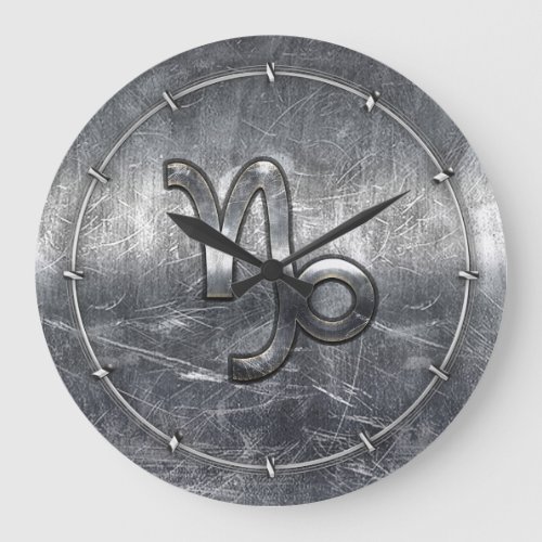 Capricorn Zodiac Symbol Industrial Style Large Clock