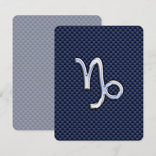 Capricorn Zodiac Symbol Navy Blue Carbon Fiber (Front/Back)