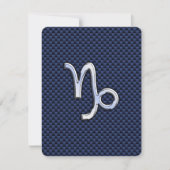 Capricorn Zodiac Symbol Navy Blue Carbon Fiber (Front)