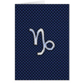 Capricorn Zodiac Symbol Navy Blue Carbon Fiber (Front)