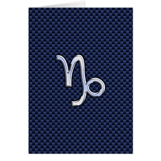 Capricorn Zodiac Symbol Navy Blue Carbon Fiber (Front)