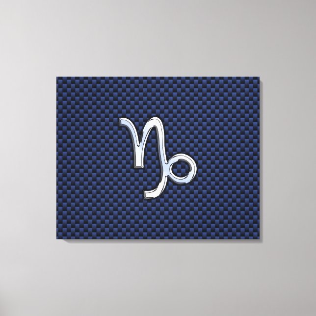 Capricorn Zodiac Symbol Navy Blue Carbon Fiber Canvas Print (Front)